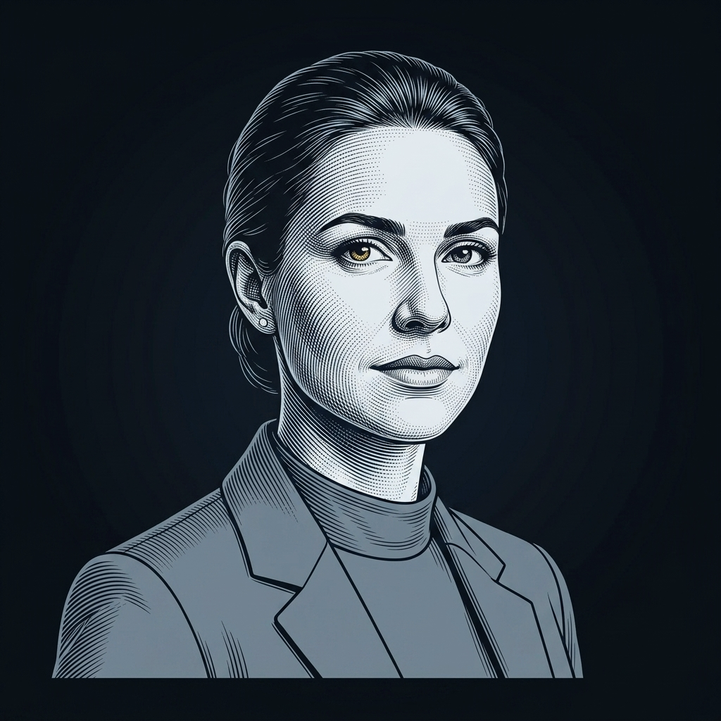 Mentora de IA — Métodos de Estudo, retrato em gravura